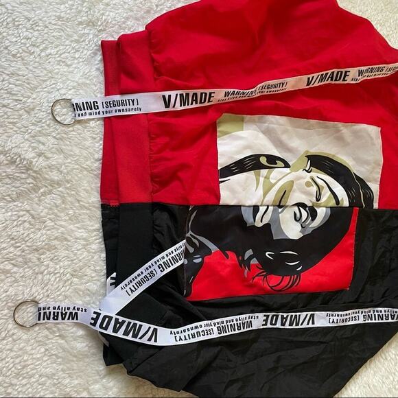 V-made Bomber Style Windbreaker Black Red Jacket Medium - Picture 4 of 7